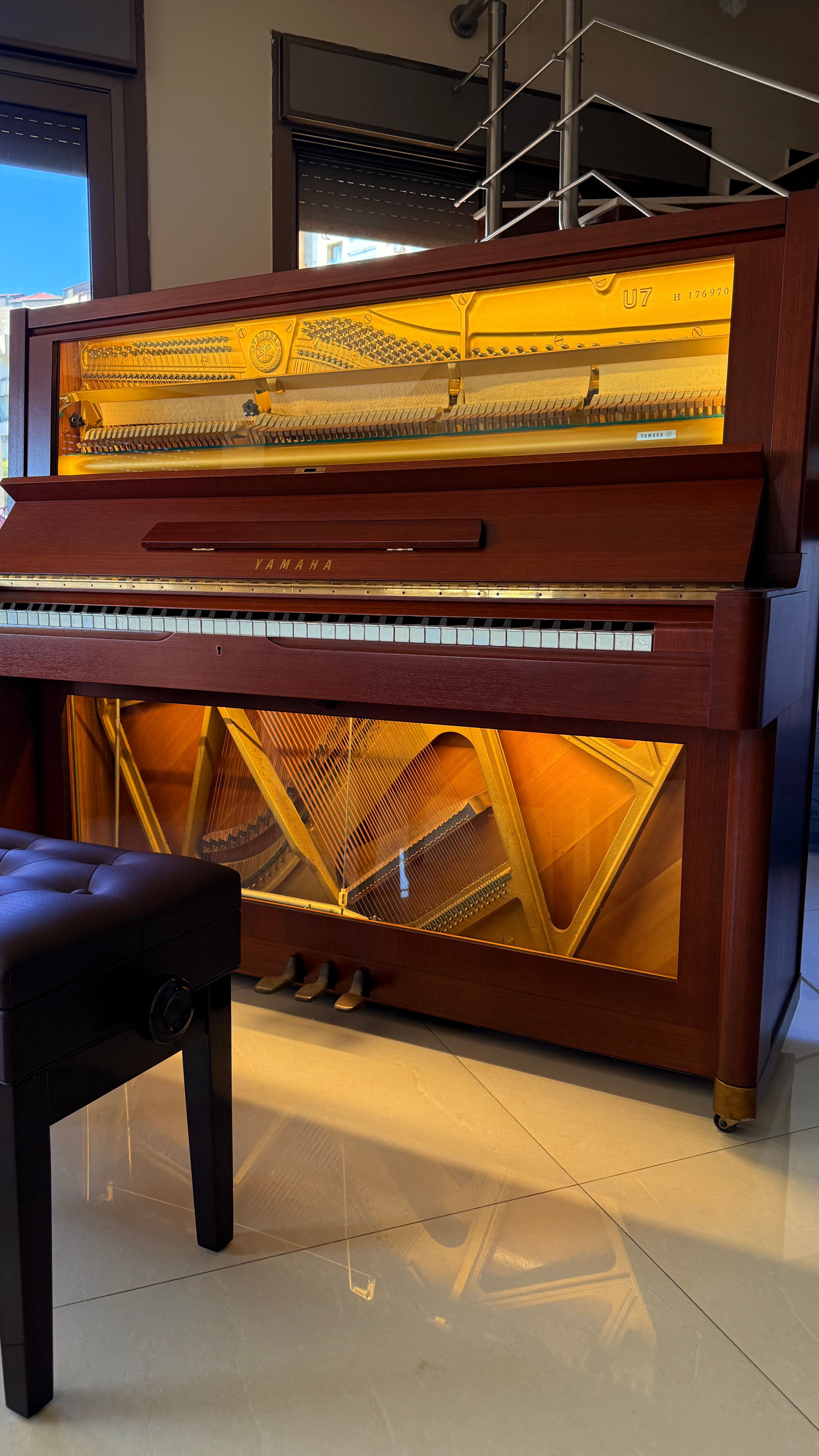 Yamaha U7 - Glass LED Brown Professional Upright (Serial No. H1769602)